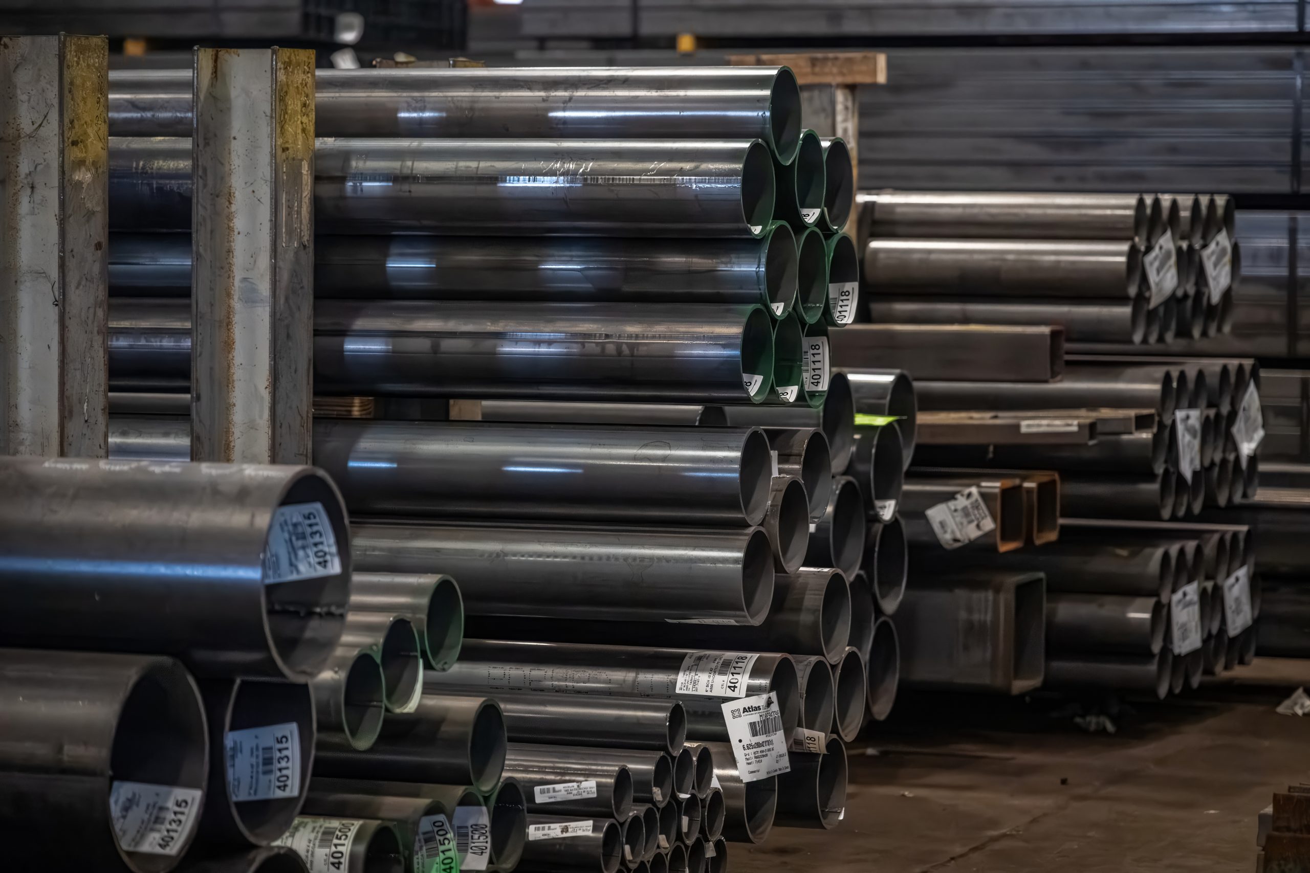 Steel Pipes stacked on top of each other