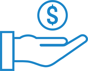 Hand holding coin to save