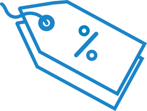 A stack of retail tags with a discount